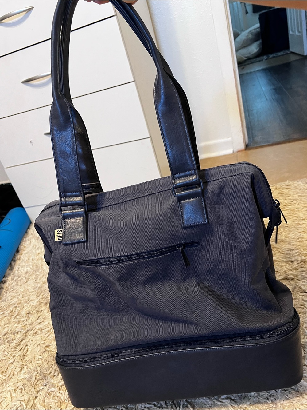BEIS Navy Travel Tote with Bottom Compartment